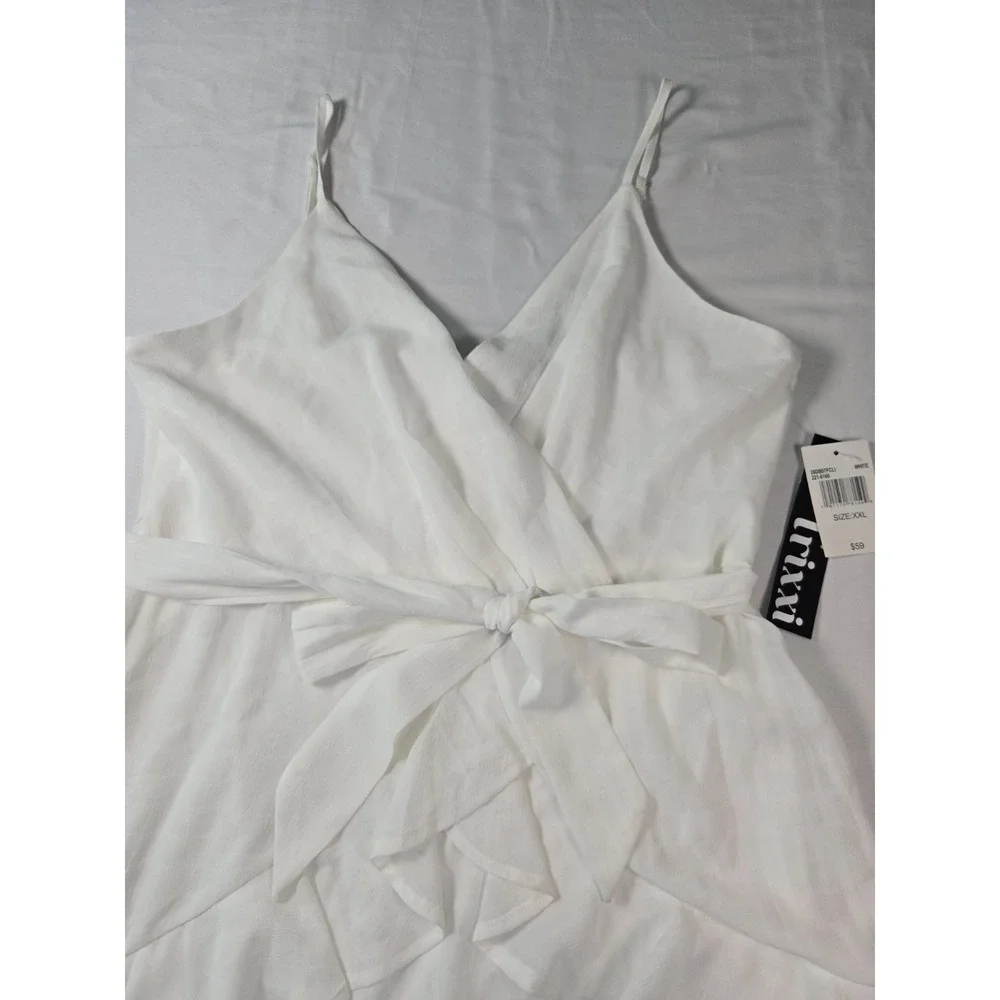 Trixxi White Faux Wrap Mini Dress Size XXL Bridal‎ Shower Feminine Summer Party